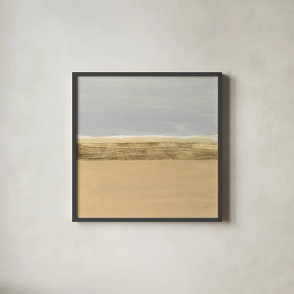 Gold Strips IV by Chris Paschke. Shown in a sleek black glass frame for a contemporary gallery look. Available as an archival giclee rolled canvas, fine art paper, or poster print. SKU 75468a.