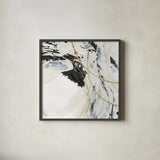 Gold and Cream I by Chris Paschke. Shown in a sleek black glass frame for a contemporary gallery look. Available as an archival giclee rolled canvas, fine art paper, or poster print. SKU 90872a.