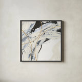 Gold and Cream II by Chris Paschke. Shown in a sleek black glass frame for a contemporary gallery look. Available as an archival giclee rolled canvas, fine art paper, or poster print. SKU 90873a.
