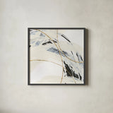 Gold and Cream III by Chris Paschke. Shown in a sleek black glass frame for a contemporary gallery look. Available as an archival giclee rolled canvas, fine art paper, or poster print. SKU 90874a.