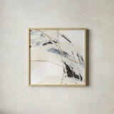 Gold and Cream III by Chris Paschke. Shown in a natural wood glass frame for a timeless modern aesthetic. Available as an archival giclee rolled canvas, fine art paper, or poster print. SKU 90874a.