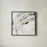 Gold and Cream IV by Chris Paschke. Shown in a sleek black glass frame for a contemporary gallery look. Available as an archival giclee rolled canvas, fine art paper, or poster print. SKU 90875a.