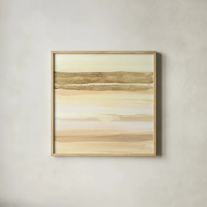 Gold and Gray Sand I by Chris Paschke. Shown in a natural wood glass frame for a timeless modern aesthetic. Available as an archival giclee rolled canvas, fine art paper, or poster print. SKU 75461a.