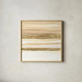 Gold and Gray Sand II by Chris Paschke. Shown in a natural wood glass frame for a timeless modern aesthetic. Available as an archival giclee rolled canvas, fine art paper, or poster print. SKU 75462a.