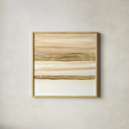 Gold and Gray Sand II by Chris Paschke. Shown in a natural wood glass frame for a timeless modern aesthetic. Available as an archival giclee rolled canvas, fine art paper, or poster print. SKU 75462a.