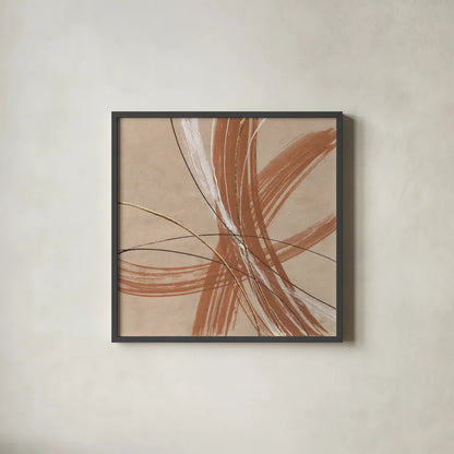 Gold in Opposition II by Chris Paschke. Shown in a sleek black glass frame for a contemporary gallery look. Available as an archival giclee rolled canvas, fine art paper, or poster print. SKU 84569a.