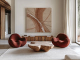 Gold in Opposition III by Chris Paschke. Shown as extra-large giant wall art in a modern living room. Available as an archival giclee rolled canvas, fine art paper, or poster print. SKU 84570a.