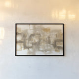 Golden Neutrals I by Chris Paschke. shown as a paper print in a black flame. Available as a archival giclee rolled canvas, fine art paper, or poster print. SKU 78322i.