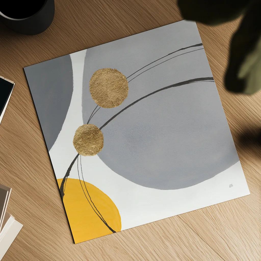 Golden Orbs I by Chris Paschke. Shown as a detailed flat fine art print, highlighting archival giclee quality. Available as an archival giclee rolled canvas, fine art paper, or poster print. SKU 88078a.