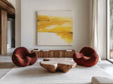 Golden Reflection I by Chris Paschke. Shown as extra-large giant wall art in a modern living room. Available as an archival giclee rolled canvas, fine art paper, or poster print. SKU 39673a.