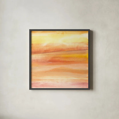 Golden Sands I by Chris Paschke. Shown in a sleek black glass frame for a contemporary gallery look. Available as an archival giclee rolled canvas, fine art paper, or poster print. SKU 65474a.
