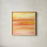 Golden Sands I by Chris Paschke. Shown in a natural wood glass frame for a timeless modern aesthetic. Available as an archival giclee rolled canvas, fine art paper, or poster print. SKU 65474a.