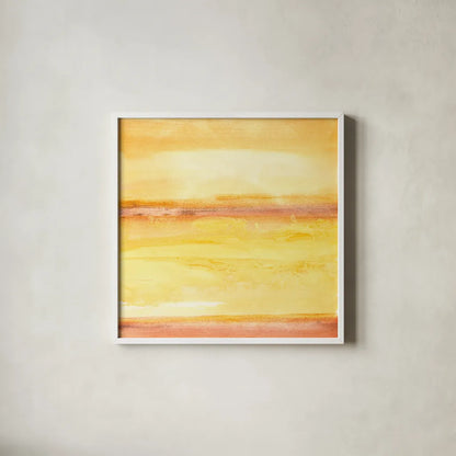 Golden Sands III by Chris Paschke. Shown in a crisp white glass frame for a clean and minimalist style. Available as an archival giclee rolled canvas, fine art paper, or poster print. SKU 65476a.