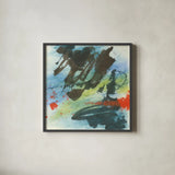 Graffiti Blue II by Chris Paschke. Shown in a sleek black glass frame for a contemporary gallery look. Available as an archival giclee rolled canvas, fine art paper, or poster print. SKU 44541a.