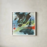 Graffiti Blue II by Chris Paschke. Shown in a crisp white glass frame for a clean and minimalist style. Available as an archival giclee rolled canvas, fine art paper, or poster print. SKU 44541a.