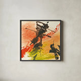 Graffiti Orange I by Chris Paschke. Shown in a sleek black glass frame for a contemporary gallery look. Available as an archival giclee rolled canvas, fine art paper, or poster print. SKU 44542a.
