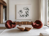 Grapes II BW by Chris Paschke. Shown as extra-large giant wall art in a modern living room. Available as an archival giclee rolled canvas, fine art paper, or poster print. SKU 64215a.