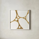 Graphic Gold III by Chris Paschke. Shown in a crisp white glass frame for a clean and minimalist style. Available as an archival giclee rolled canvas, fine art paper, or poster print. SKU 91428a.