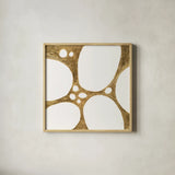 Graphic Gold IV by Chris Paschke. Shown in a natural wood glass frame for a timeless modern aesthetic. Available as an archival giclee rolled canvas, fine art paper, or poster print. SKU 91429a.