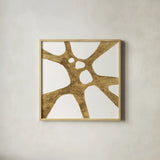 Graphic Gold VIII by Chris Paschke. Shown in a natural wood glass frame for a timeless modern aesthetic. Available as an archival giclee rolled canvas, fine art paper, or poster print. SKU 91433a.