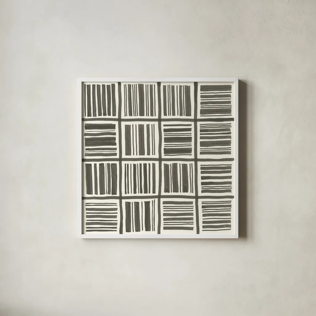 Graphics I by Chris Paschke. Shown in a crisp white glass frame for a clean and minimalist style. Available as an archival giclee rolled canvas, fine art paper, or poster print. SKU 45458a.