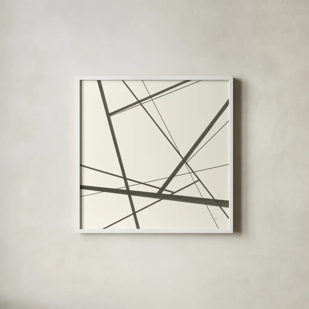 Graphics III by Chris Paschke. Shown in a crisp white glass frame for a clean and minimalist style. Available as an archival giclee rolled canvas, fine art paper, or poster print. SKU 45460a.