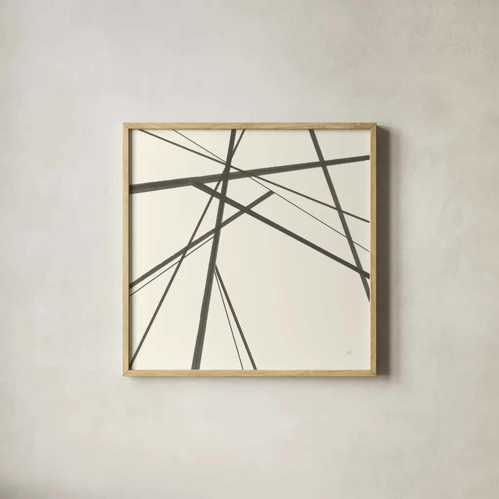 Graphics IV by Chris Paschke. Shown in a natural wood glass frame for a timeless modern aesthetic. Available as an archival giclee rolled canvas, fine art paper, or poster print. SKU 45461a.