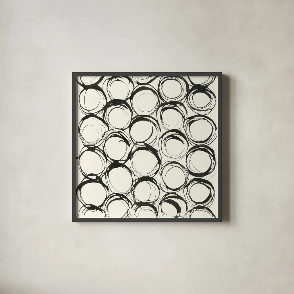 Graphics IX by Chris Paschke. Shown in a sleek black glass frame for a contemporary gallery look. Available as an archival giclee rolled canvas, fine art paper, or poster print. SKU 45466a.