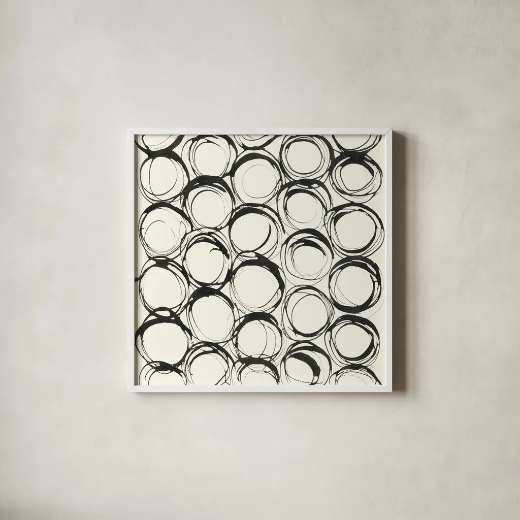 Graphics IX by Chris Paschke. Shown in a crisp white glass frame for a clean and minimalist style. Available as an archival giclee rolled canvas, fine art paper, or poster print. SKU 45466a.