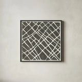 Graphics VI by Chris Paschke. Shown in a sleek black glass frame for a contemporary gallery look. Available as an archival giclee rolled canvas, fine art paper, or poster print. SKU 45463a.