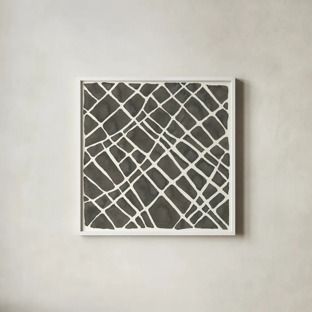 Graphics VI by Chris Paschke. Shown in a crisp white glass frame for a clean and minimalist style. Available as an archival giclee rolled canvas, fine art paper, or poster print. SKU 45463a.