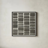 Graphics VII by Chris Paschke. Shown in a sleek black glass frame for a contemporary gallery look. Available as an archival giclee rolled canvas, fine art paper, or poster print. SKU 45464a.