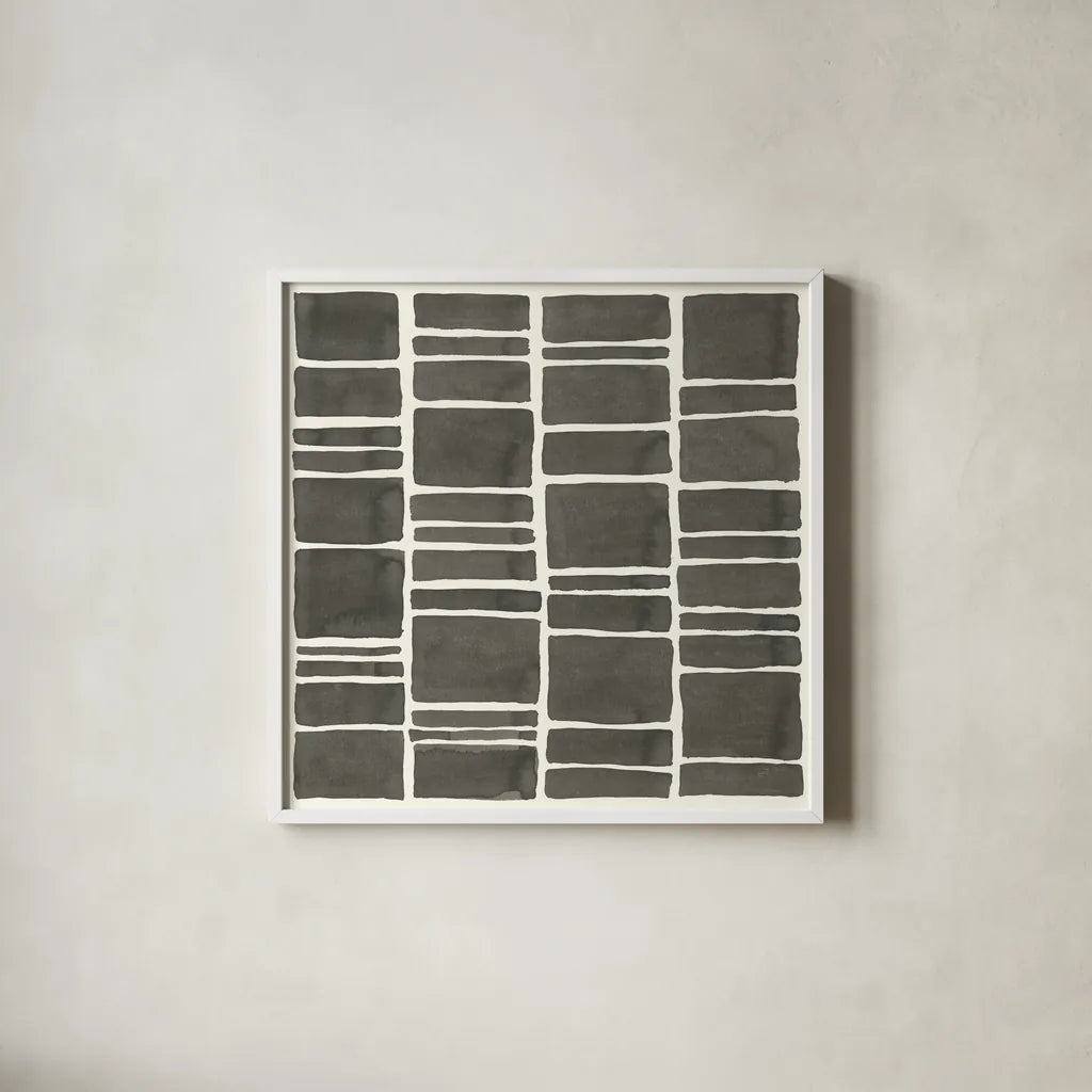 Graphics VII by Chris Paschke. Shown in a crisp white glass frame for a clean and minimalist style. Available as an archival giclee rolled canvas, fine art paper, or poster print. SKU 45464a.