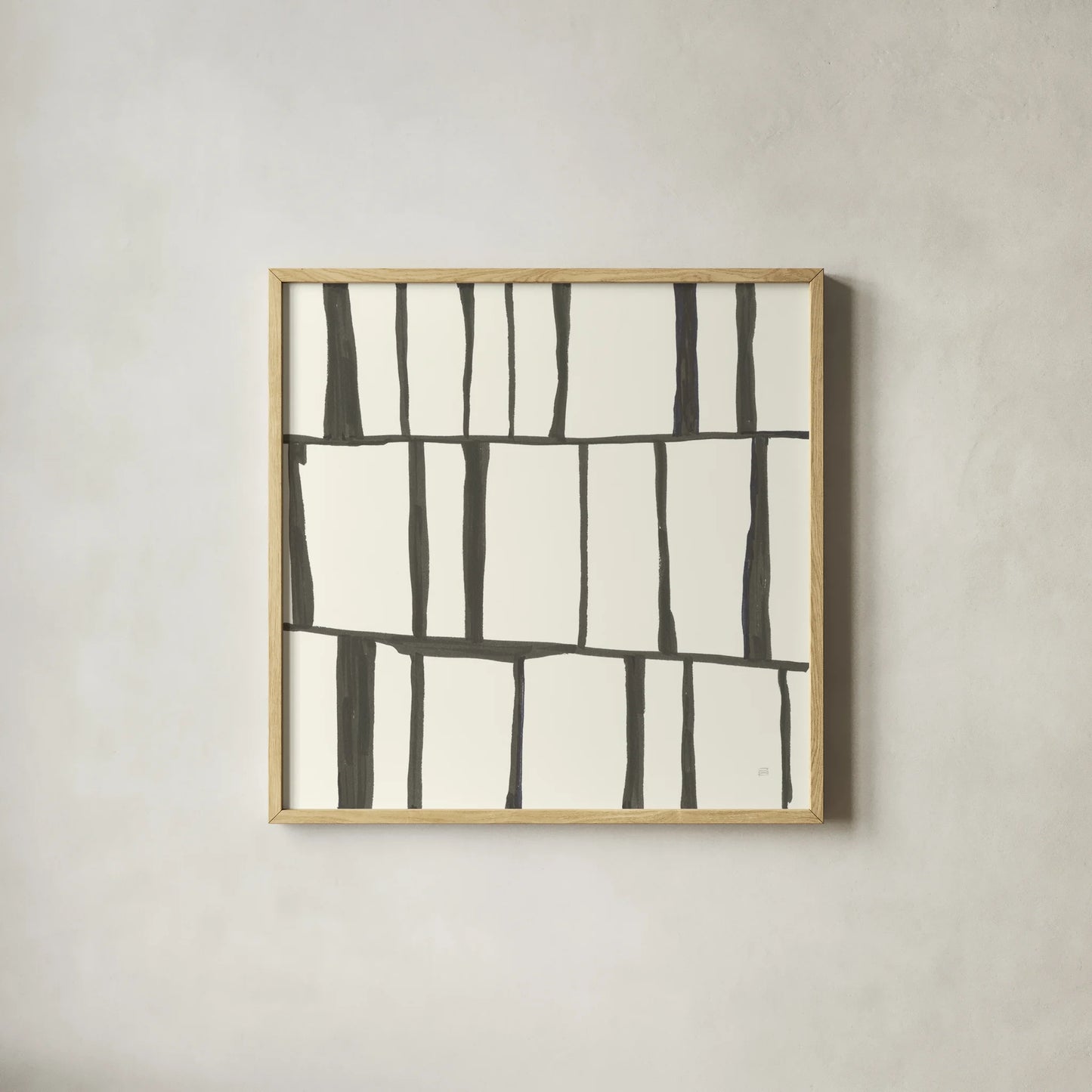 Graphics X by Chris Paschke. Shown in a natural wood glass frame for a timeless modern aesthetic. Available as an archival giclee rolled canvas, fine art paper, or poster print. SKU 45467a.