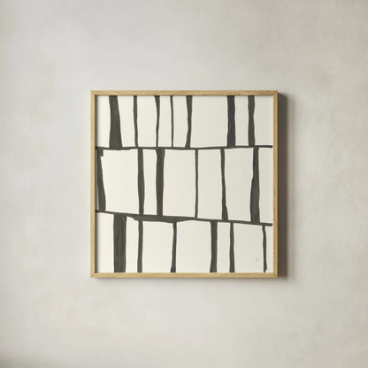 Graphics X by Chris Paschke. Shown in a natural wood glass frame for a timeless modern aesthetic. Available as an archival giclee rolled canvas, fine art paper, or poster print. SKU 45467a.