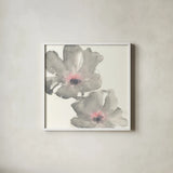 Gray Blush Cosmos I by Chris Paschke. Shown in a crisp white glass frame for a clean and minimalist style. Available as an archival giclee rolled canvas, fine art paper, or poster print. SKU 33990a.
