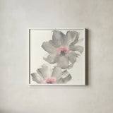 Gray Blush Cosmos II by Chris Paschke. Shown in a crisp white glass frame for a clean and minimalist style. Available as an archival giclee rolled canvas, fine art paper, or poster print. SKU 33991a.