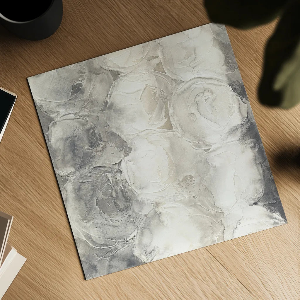 Gray Circles I by Chris Paschke. Shown as a detailed flat fine art print, highlighting archival giclee quality. Available as an archival giclee rolled canvas, fine art paper, or poster print. SKU 16884a.