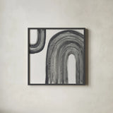 Gray Rainbow I by Chris Paschke. Shown in a sleek black glass frame for a contemporary gallery look. Available as an archival giclee rolled canvas, fine art paper, or poster print. SKU 69556a.