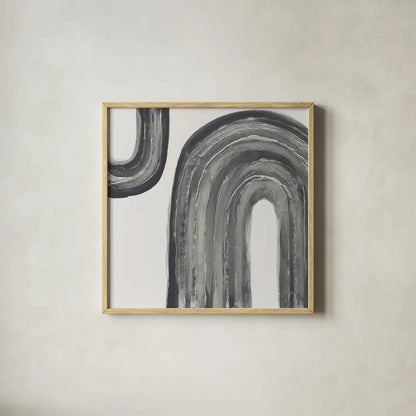 Gray Rainbow I by Chris Paschke. Shown in a natural wood glass frame for a timeless modern aesthetic. Available as an archival giclee rolled canvas, fine art paper, or poster print. SKU 69556a.