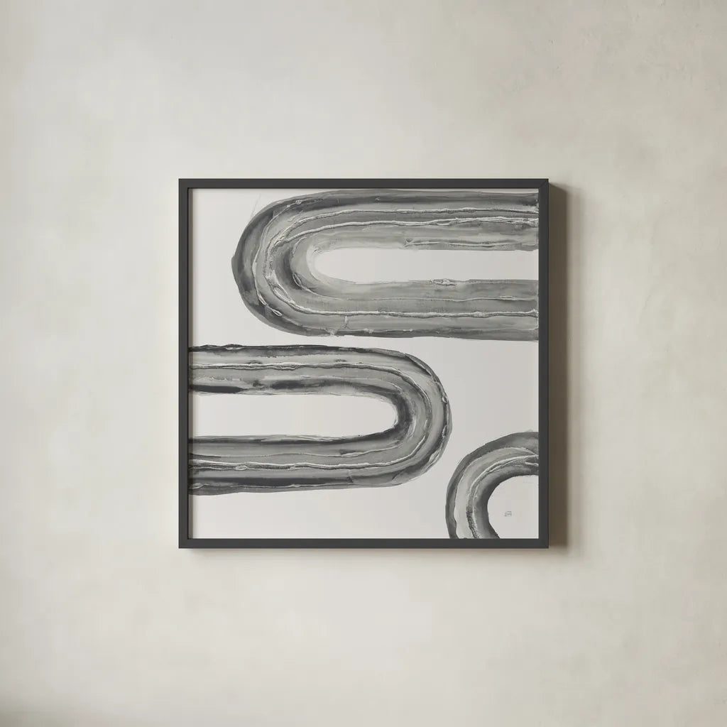 Gray Rainbow V by Chris Paschke. Shown in a sleek black glass frame for a contemporary gallery look. Available as an archival giclee rolled canvas, fine art paper, or poster print. SKU 69557a.