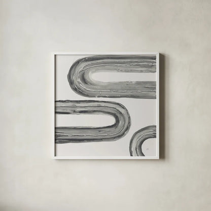 Gray Rainbow V by Chris Paschke. Shown in a crisp white glass frame for a clean and minimalist style. Available as an archival giclee rolled canvas, fine art paper, or poster print. SKU 69557a.