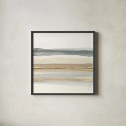 Gray and Sand I by Chris Paschke. Shown in a sleek black glass frame for a contemporary gallery look. Available as an archival giclee rolled canvas, fine art paper, or poster print. SKU 75443a.