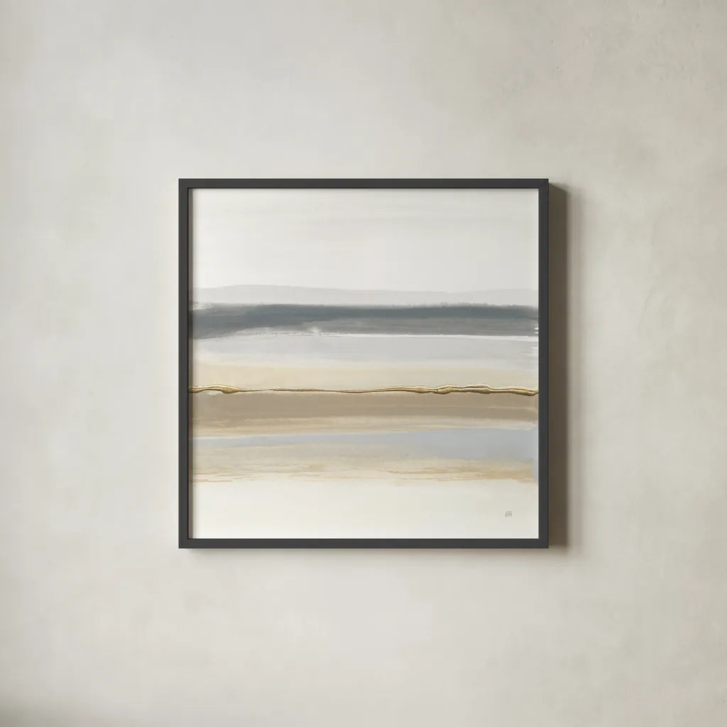Gray and Sand II by Chris Paschke. Shown in a sleek black glass frame for a contemporary gallery look. Available as an archival giclee rolled canvas, fine art paper, or poster print. SKU 75444a.
