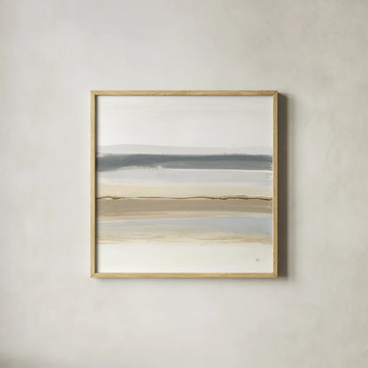 Gray and Sand II by Chris Paschke. Shown in a natural wood glass frame for a timeless modern aesthetic. Available as an archival giclee rolled canvas, fine art paper, or poster print. SKU 75444a.