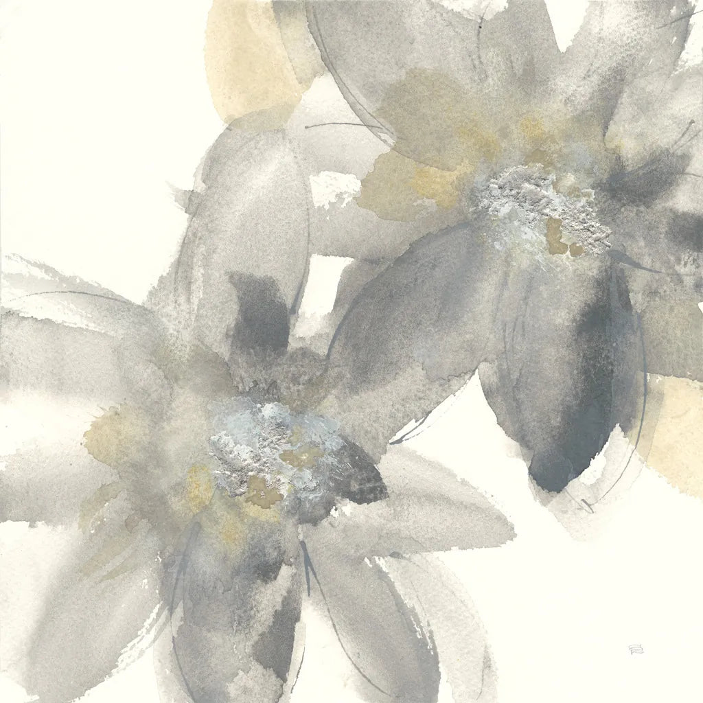Gray and Silver Flowers II by Chris Paschke. SKU 33987a. Archival Giclee Fine art print for wall decor.