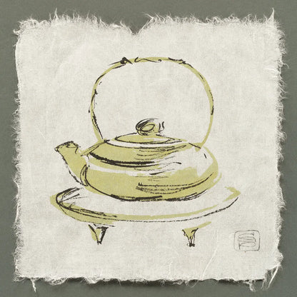 Green Teapot by Chris Paschke. SKU 36610a. Archival Giclee Fine art print for wall decor.
