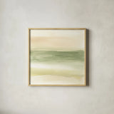 Green Water I by Chris Paschke. Shown in a natural wood glass frame for a timeless modern aesthetic. Available as an archival giclee rolled canvas, fine art paper, or poster print. SKU 67662a.