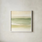 Green Water II by Chris Paschke. Shown in a crisp white glass frame for a clean and minimalist style. Available as an archival giclee rolled canvas, fine art paper, or poster print. SKU 67663a.