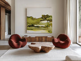 Greenscape I by Chris Paschke. Shown as extra-large giant wall art in a modern living room. Available as an archival giclee rolled canvas, fine art paper, or poster print. SKU 66750a.